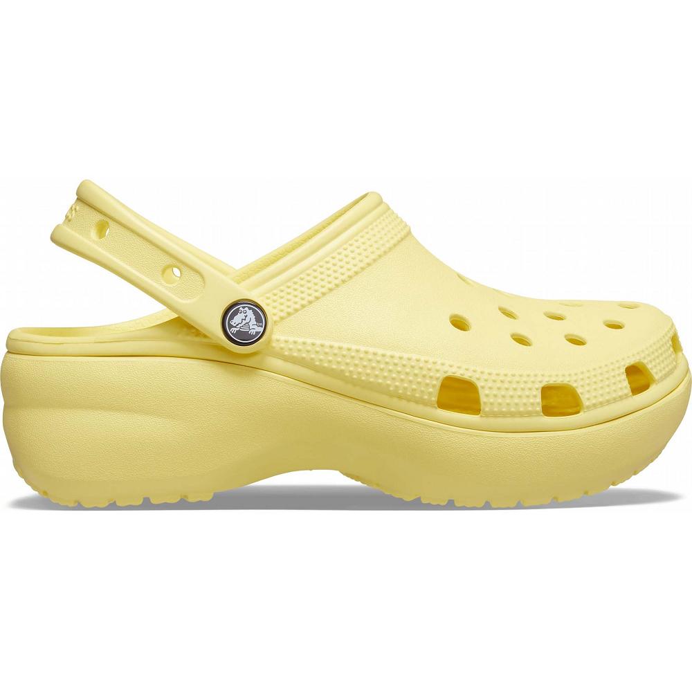 Yellow Women's Crocs Classic Platform Clog Wedges | NZ 0644ZUTG